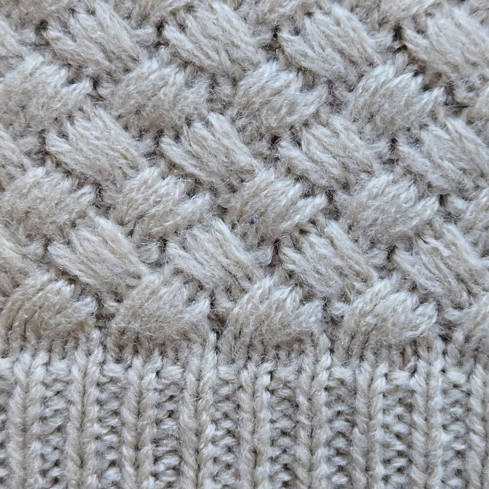 Organic Work Cashmere Basketweave Scarf Natural/Oatmeal - Picture 6 of 12